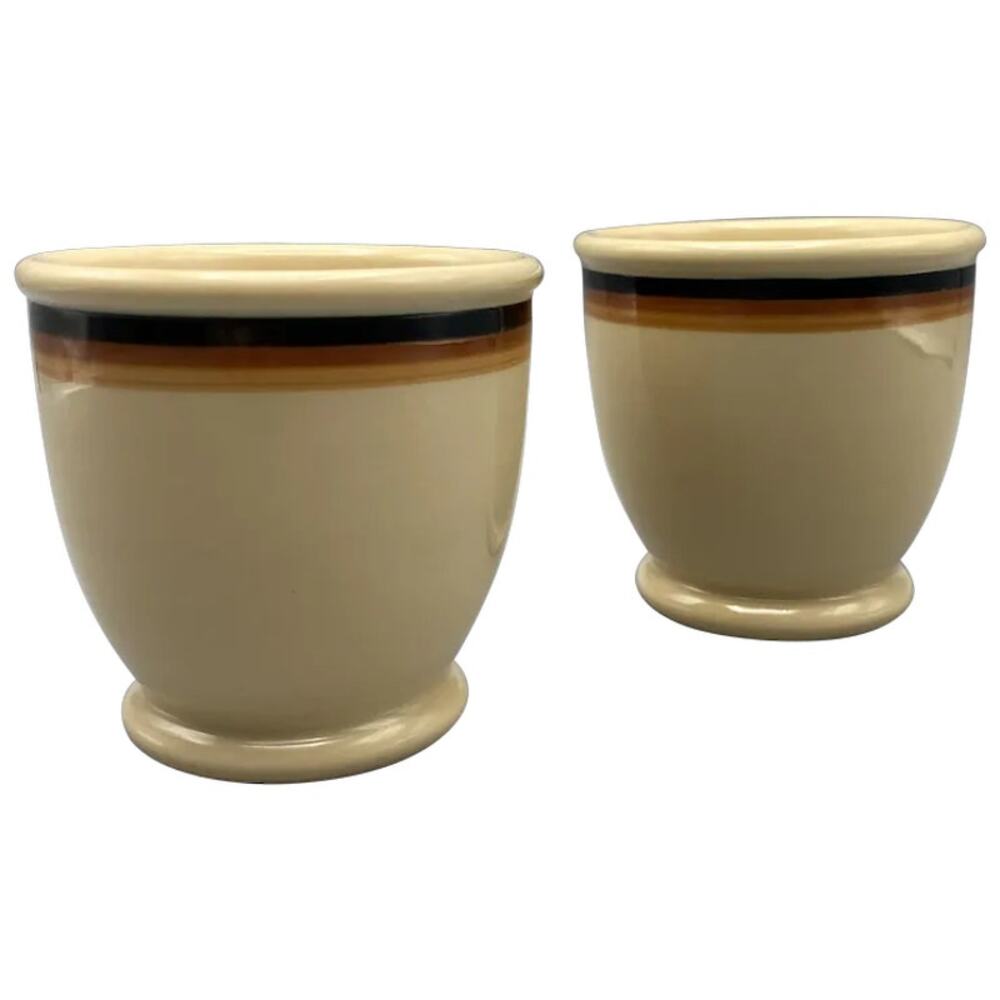 Vintage Shenango Inca Ware Egg Custard Cups Set of 2 Three Bands
